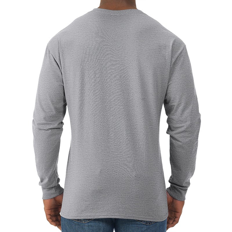 Jerzees Men's Dri-Power Cotton Blend Long Sleeve Tees, Moisture Wicking, Odor Protection, UPF 30+, Sizes S-3X, Athletic Heather, Large - Image 3